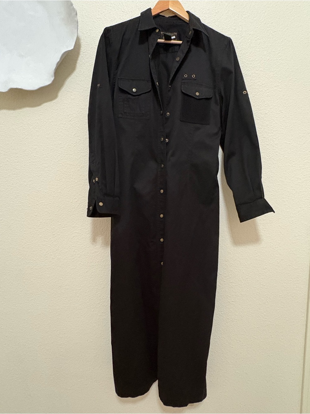 Lauren by Ralph Lauren Black Long Shirt Dress Trench Coat - Women